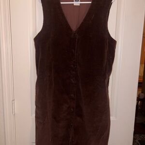 Brown Corduroy lands end Button-Down Dress